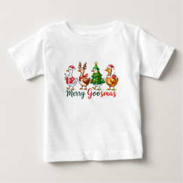 Merry Goosmas Christmas Funny Goose Tri-Blend Shir Baby T-shirt