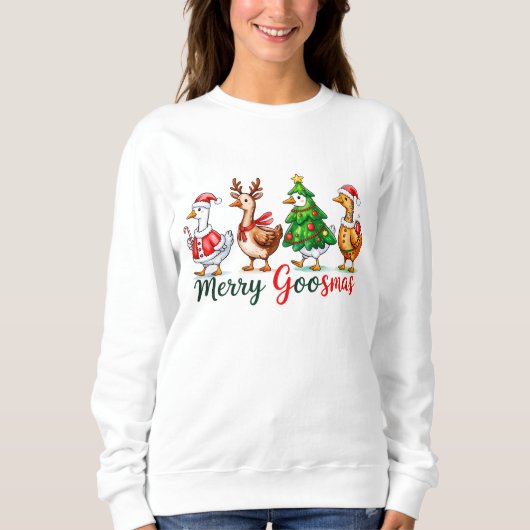 Merry Goosmas Christmas Funny Goose Tri-Blend Shir Sweatshirt (Vorderseite)