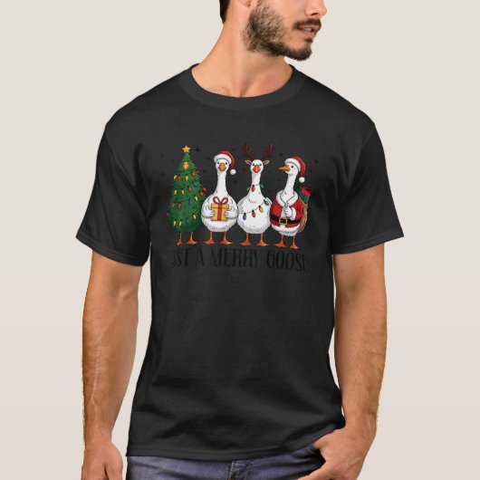 Merry Goosmas Funny Christmas Goose Santa Xmas Tre T-Shirt (Vorderseite)