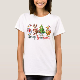 Merry Goosmas Niedliche Weihnachtsgänse T-Shirt