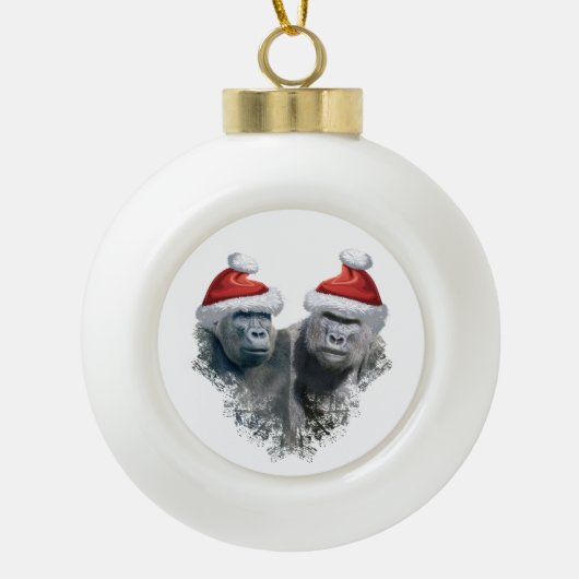 Merry Gorilla Christmas Keramik Kugel-Ornament (Vorderseite)