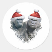 Merry Gorilla Christmas Runder Aufkleber (Vorderseite)