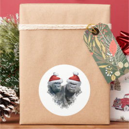 Merry Gorilla Christmas Runder Aufkleber