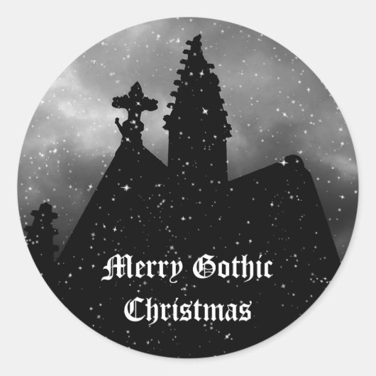 Merry Gothic Weihnachtsaufkleber Runder Aufkleber (Vorderseite)