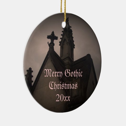 Merry Gothic Weihnachtskrypt Keramikornament (Rechts)