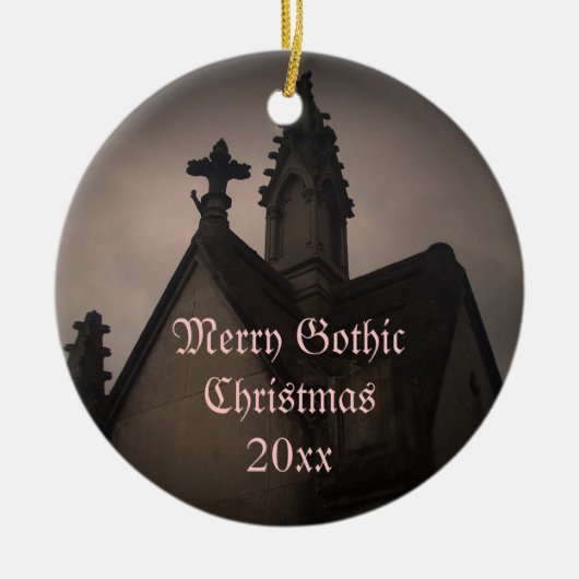 Merry Gothic Weihnachtskrypt Keramikornament (Vorne)