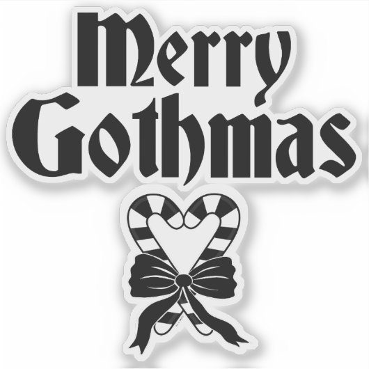 Merry Gothmas Black and White Candy Cane Heart Aufkleber (Vorderseite)