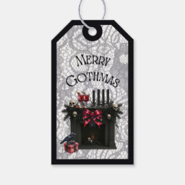 Merry Gothmas Dark Fireplace Gift Tag Geschenkanhänger