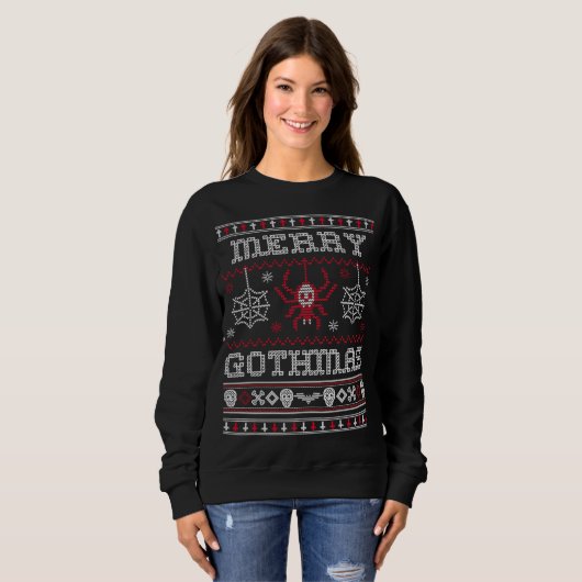 Merry Gothmas Goth Weihnachten Ugly Sweater Spider Sweatshirt (Vorne ganz)