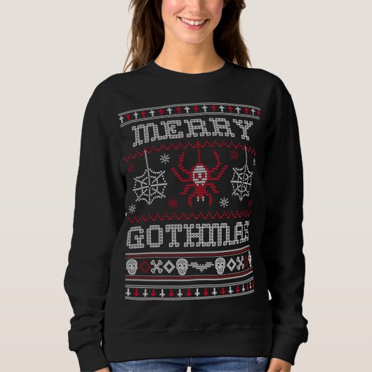 Merry Gothmas Goth Weihnachten Ugly Sweater Spider Sweatshirt (Vorderseite)