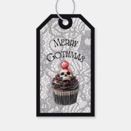 Merry Gothmas Skull Cupcake Gift Tag Geschenkanhänger
