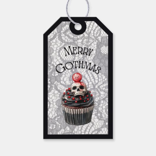 Merry Gothmas Skull Cupcake Gift Tag Geschenkanhänger (Vorderseite)