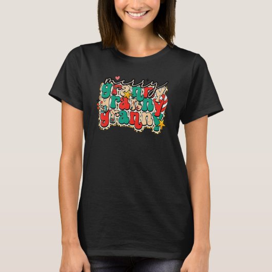 Merry Granny Leopard Family Christmas Pajamas Holi T-Shirt (Vorderseite)