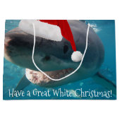 Merry Great White Christmas Shark Weihnachtsmannmü Große Geschenktüte (Vorderseite)