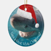 Merry Great White Christmas Shark Weihnachtsmannmü Keramik Ornament (Links)