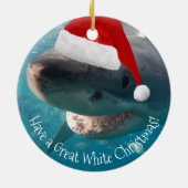 Merry Great White Christmas Shark Weihnachtsmannmü Keramik Ornament (Hinten)