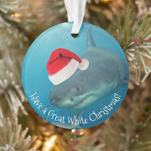 Merry Great White Christmas Shark Weihnachtsmannmü Ornament (Baum)