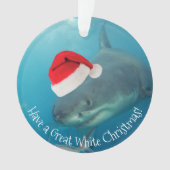 Merry Great White Christmas Shark Weihnachtsmannmü Ornament (Vorderseite)