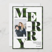 Merry | Green Buffalo Kariertes vertikales Foto Ur Einladung (Vorderseite)