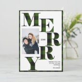Merry | Green Buffalo Kariertes vertikales Foto Ur Einladung (Stehend Vorderseite)