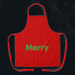 Merry Green Name on Red Schürze<br><div class="desc">Merry Green Name on Red Christmas</div>