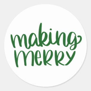 Merry Green Round Aufkleber machen