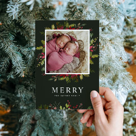 Merry Greenery | Magnetische Urlaubsfotokarte Magnetkarte