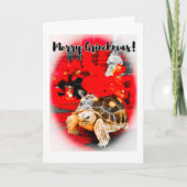 Merry Grinchmas Baby Sulcata Tortoise mit rotem Bo Karte (Vorderseite)