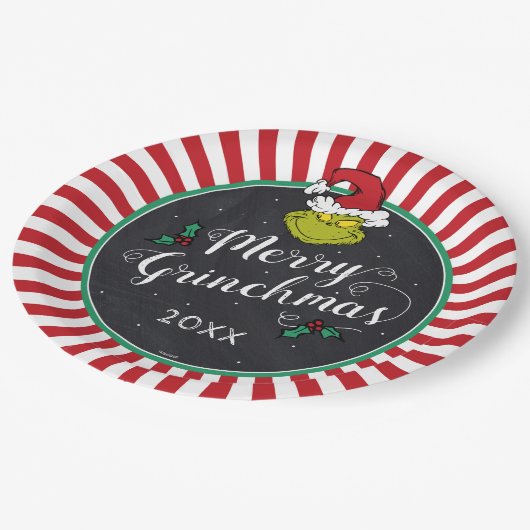 Merry Grinchmas | Grinch Holiday Party Pappteller (Schrägansicht)