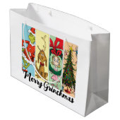 Merry Grinchmas Holiday Collage Große Geschenktüte (Rückseite Schrägansicht)