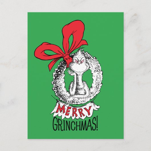 Merry Grinchmas Wreath Postkarte (Vorderseite)