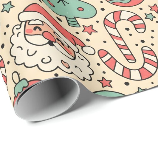 Merry & Groovy Retro Christmas Wrapping Paper Geschenkpapier (Rolleneckpunkt)