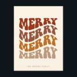 Merry Groovy Wavy Brown Typografie Weihnachten<br><div class="desc">Merry Merry Merry Frory Christmas Card: ein Retro-Design,  mit einer wavy Vintagen Typografie und einer gedämpften Braun & Beige Palette.</div>