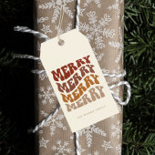 Merry Groovy Wavy Brown Typografie Weihnachten Geschenkanhänger