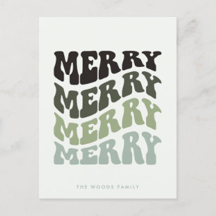 Merry Groovy Wavy Green Typografie Weihnachten