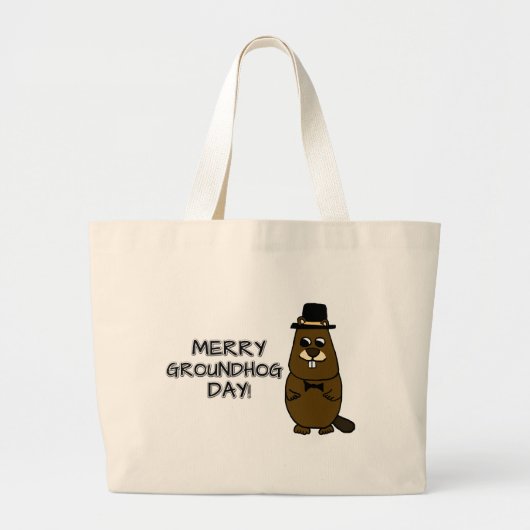 Merry Groundhog Day Jumbo Stoffbeutel (Vorne)