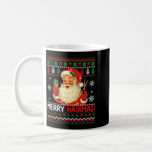 Merry Hairmas Christmas Sweater Santa Hairstylist Kaffeetasse (Links)