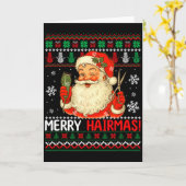 Merry Hairmas Christmas Sweater Santa Hairstylist Karte (Gelbe Blume)