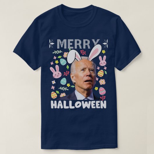 Merry Halloween Konfuse Joe Biden Bunny Osterda T-Shirt (Design vorne)