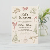 Merry Hand gezeichnete Weihnachtsbändlerin Einladung (Stehend Vorderseite)