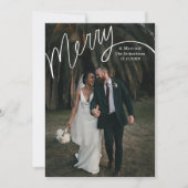 Merry Hand Lettering Wedding Foto Feiertagskarte (Vorderseite)