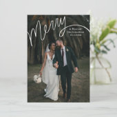 Merry Hand Lettering Wedding Foto Feiertagskarte (Stehend Vorderseite)