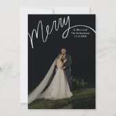 Merry Hand Lettering Wedding Foto Feiertagskarte (Vorderseite)