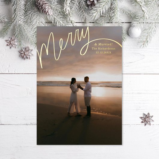 Merry Hand Lettering Wedding Foto Folien Feiertagskarte