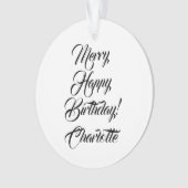 Merry Happy Birthday individuelle Name Ornament (Vorderseite)