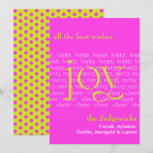Merry Happy Cheer Joy Hot Pink Feiertagskarte