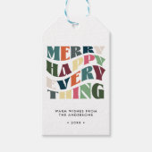 Merry Happy Everything Groovy Holiday Christmas Geschenkanhänger (Vorderseite)