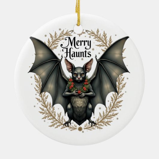 Merry Haunts Gothic Bat Ornament (Hinten)