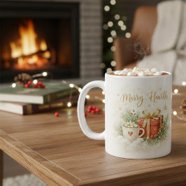 Merry Hearth Christmas Mug - Festive Cocoa and Gif Kaffeetasse