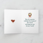 Merry hens Christmas wreath Card Feiertagskarte (Innenseite)